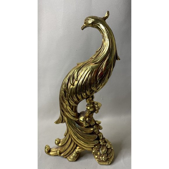 Pair Of Syroco Gold Gilt Pheasant Peacock Bird Figurines Hollywood Regency MCM - Picture 5 of 12